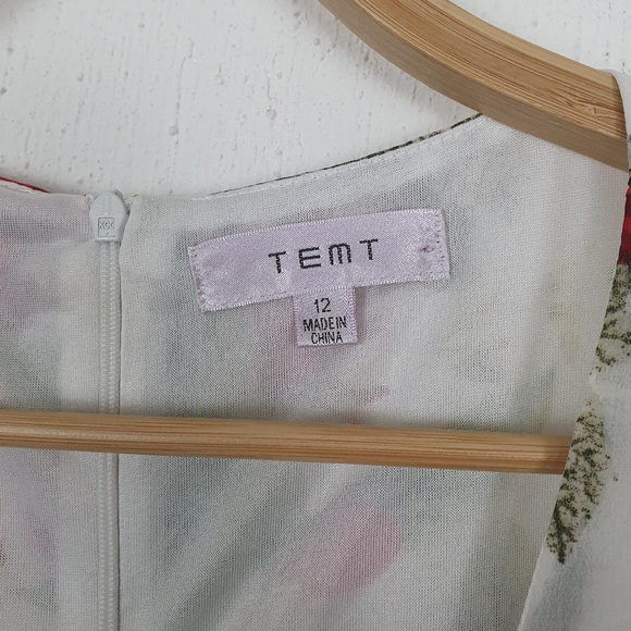 TEMT Womens White/Pink/Green Floral Sleeveless Dress Size 12 - Picture 3 of 4